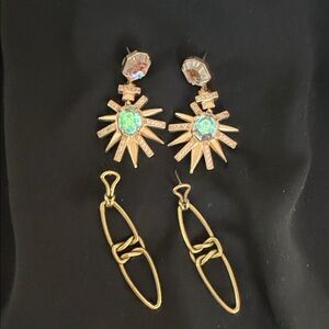 Kendra Scott Gold and Green Starburst Earrings